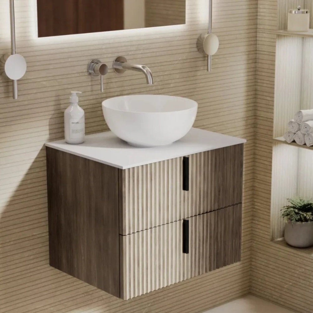 Lifestyle image of Marlow Rockford 600mm Wall-Hung Vanity Unit & Matt White Worktop